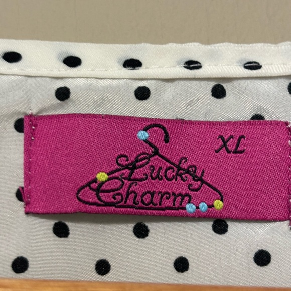 LUCKY CHARM Polka Dot Ruffle Sleeve V-Neck Top - Picture 3 of 5